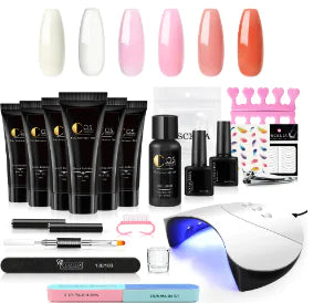 Kit Professionnel en Gel Poly pour Ongles avec Lampe UV (Un Ensemble)
